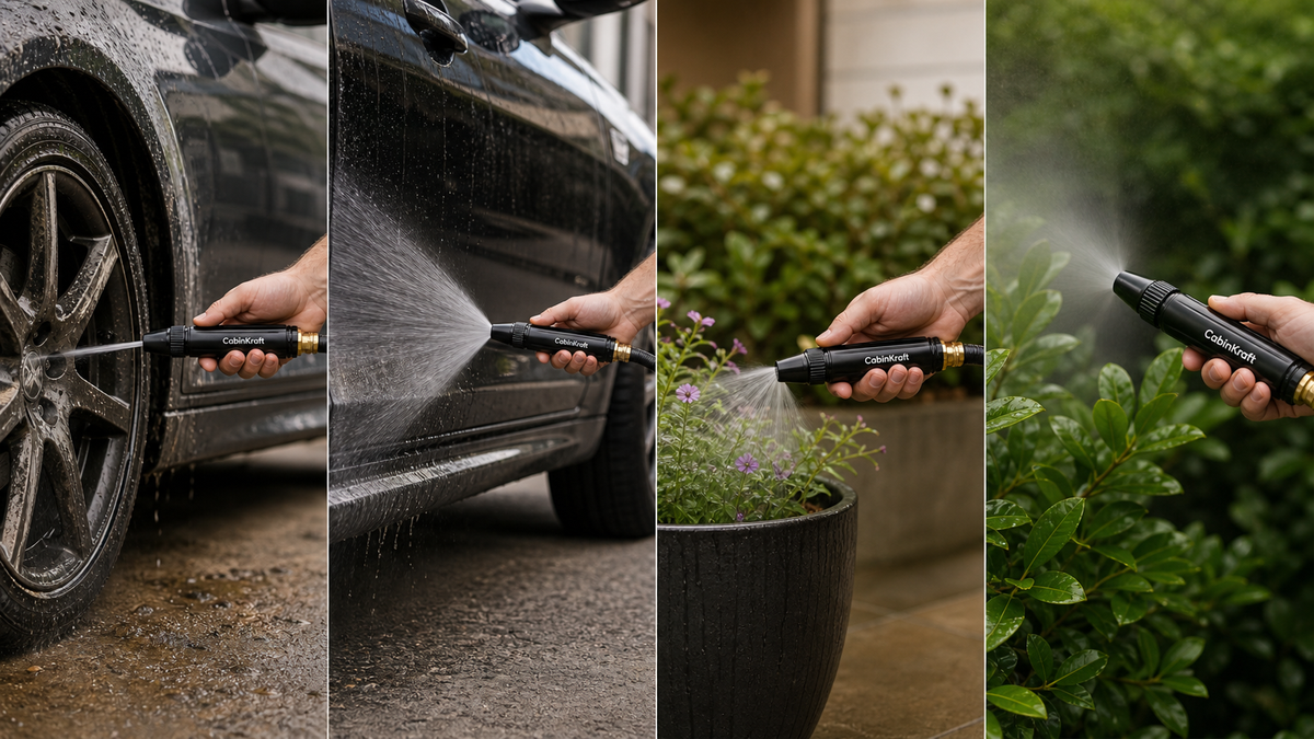 Four real-world CabinKraft spray nozzle patterns