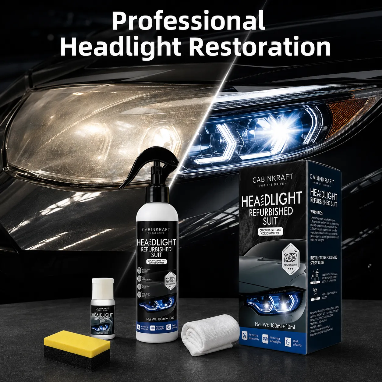 Headlight Restoration Fluid for Oxidized Plastic Lenses
